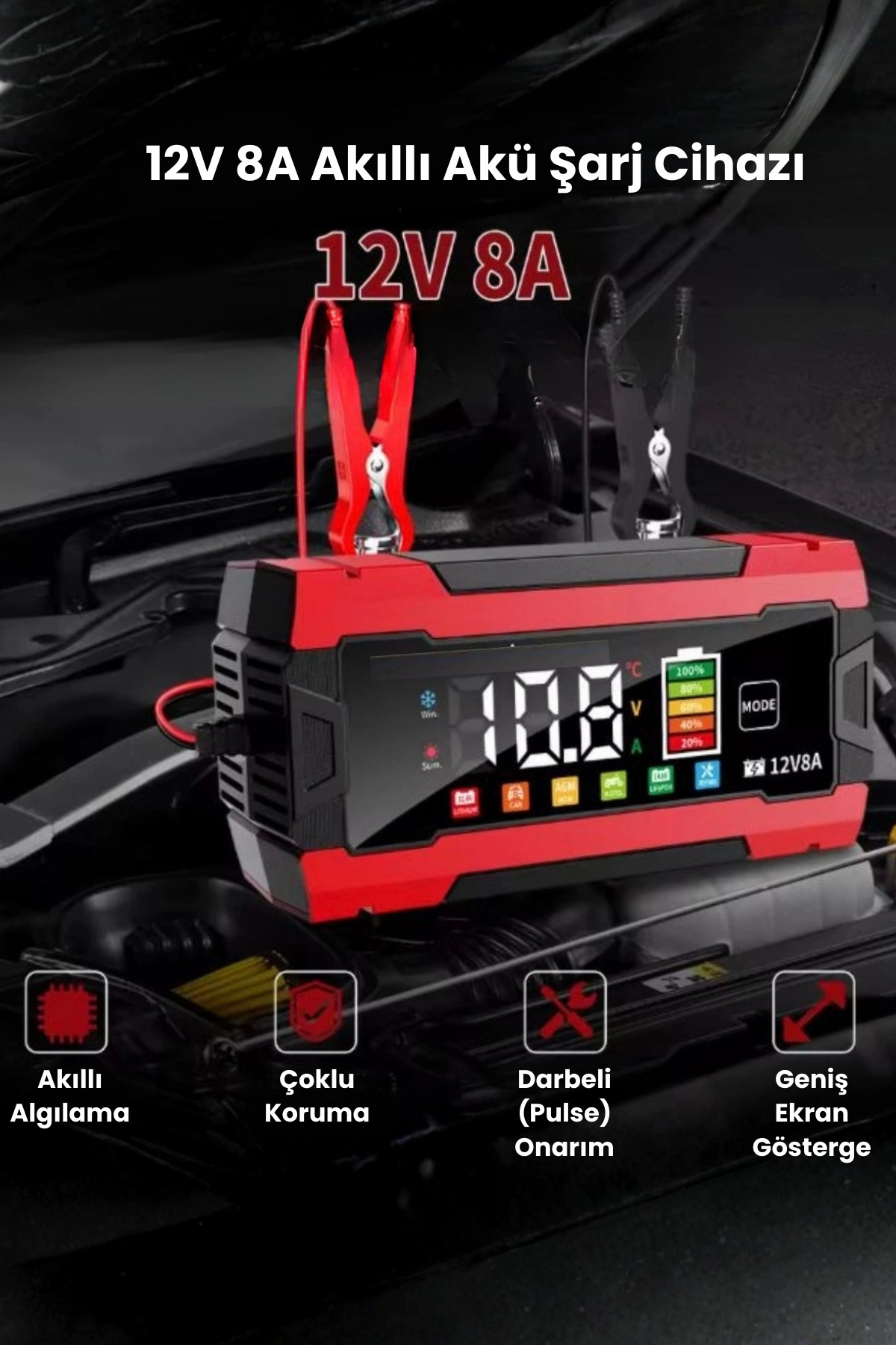12V 8A Akıllı Akü Şarj Cihazı 12V 8A LCD Ekranlı Pulse Repair Otomatik Akü Şarj & Desülfatör ( Bayi Depom ) 12V 8A Akıllı Akü Şarj Cihazı 12V 8A LCD Ekranlı Pulse Repair Otomatik Akü Şarj & Desülfatör ( Bayi Depom )