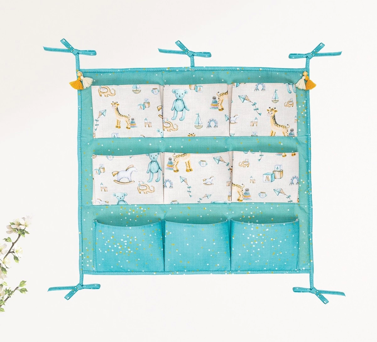 Baby 9 Cepli Bağlamalı Beşik Kenarı Düzenleyici (yeşil) ( Bayi Depom ) Baby 9 Cepli Bağlamalı Beşik Kenarı Düzenleyici (yeşil) ( Bayi Depom )