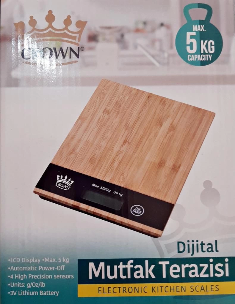 Dijital Lcd Mutfak Tartısı Terazisi 5kg Bambu Desenli ( Bayi Depom )