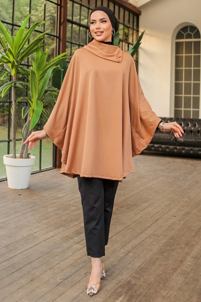 Düğme Detaylı Şık Tasarımlı Bej Şal Yaka Panço ( Bayi Depom ) Düğme Detaylı Şık Tasarımlı Bej Şal Yaka Panço ( Bayi Depom )