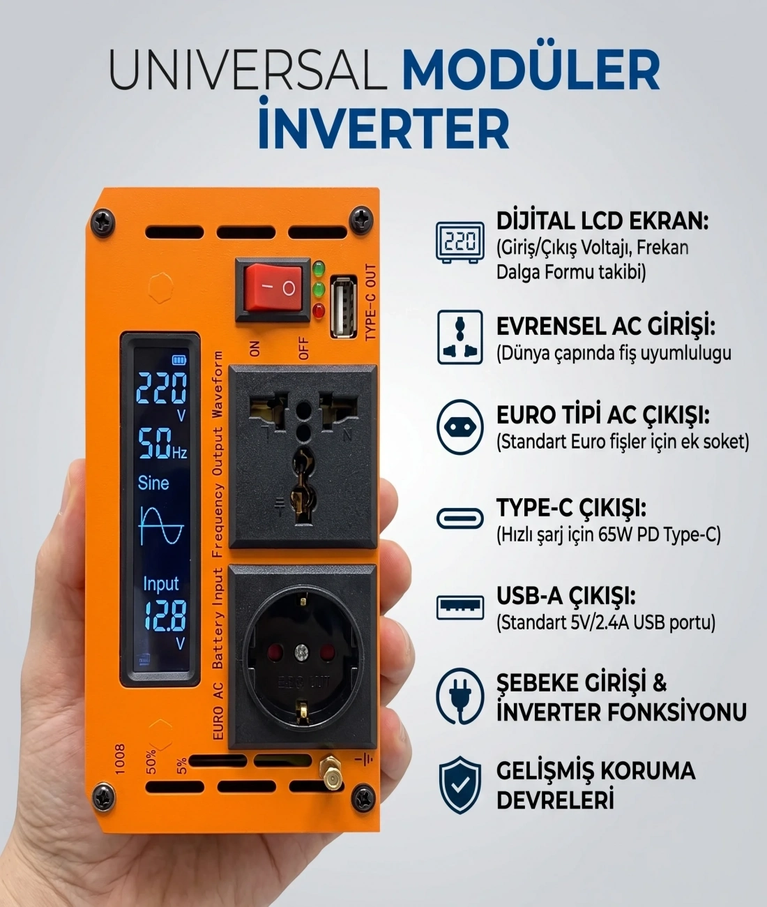 Bayi Depom 1000W Tam Sinüs İnverter 12V DC 220V AC Çevirici USB Çıkışlı Araç Karavan Solar Güç Dönüştürücü ( Bayi Depom ) Bayi Depom 1000W Tam Sinüs İnverter 12V DC 220V AC Çevirici USB Çıkışlı Araç Karavan Solar Güç Dönüştürücü ( Bayi Depom )