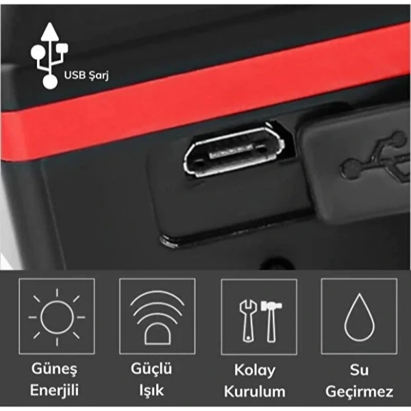 Güneş Enerjili Bisiklet Işıklı Korna ( Bayi Depom )