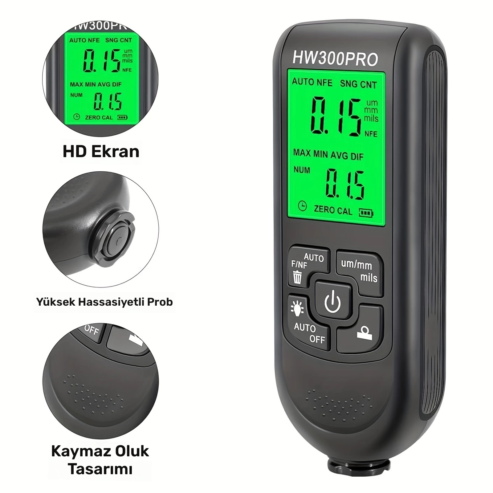 HW-300PRO Oto Boya Kalınlık Ölçer Fe NFe 2000µm + 2 Fonksiyonlu Bardak Tutucu Hediyeli ( Bayi Depom ) HW-300PRO Oto Boya Kalınlık Ölçer Fe NFe 2000µm + 2 Fonksiyonlu Bardak Tutucu Hediyeli ( Bayi Depom )