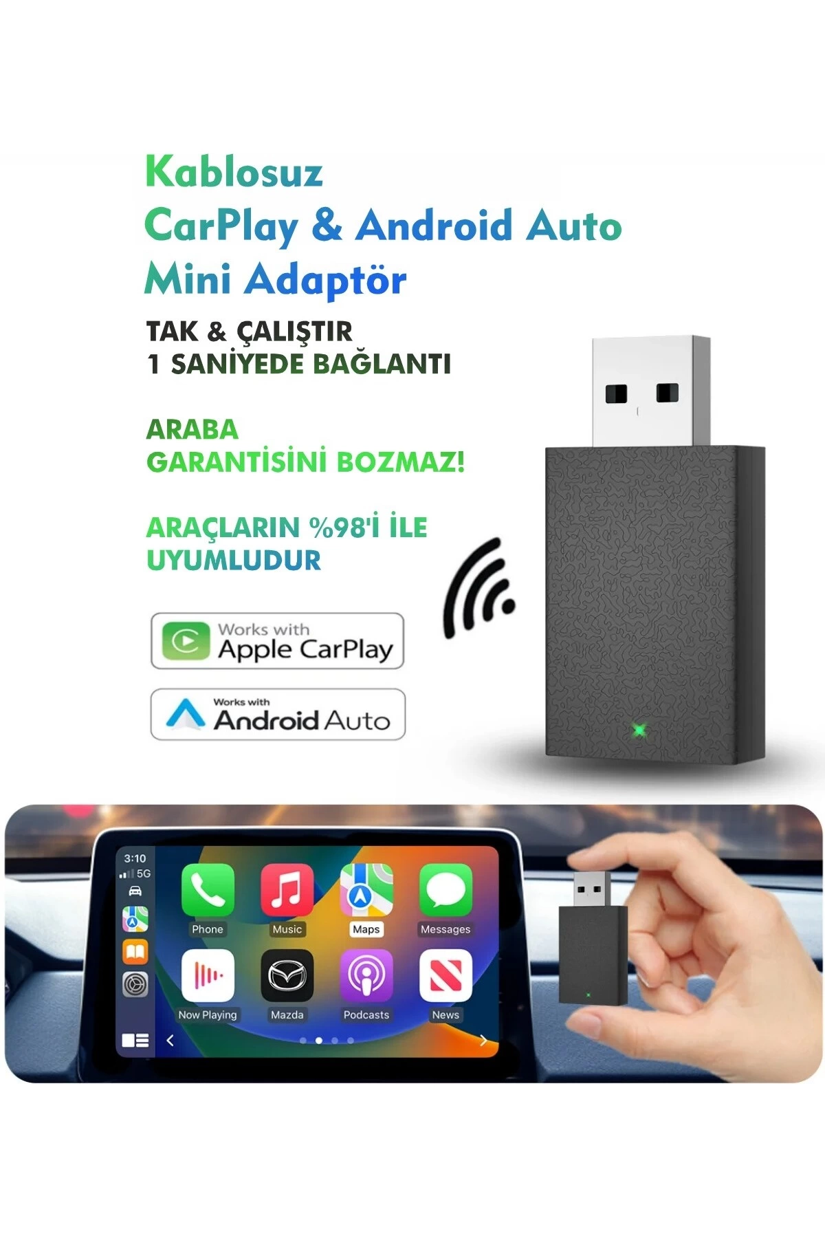 Kablosuz Android Auto/Car Play USB Dongle Cihazı ( Bayi Depom ) Kablosuz Android Auto/Car Play USB Dongle Cihazı ( Bayi Depom )