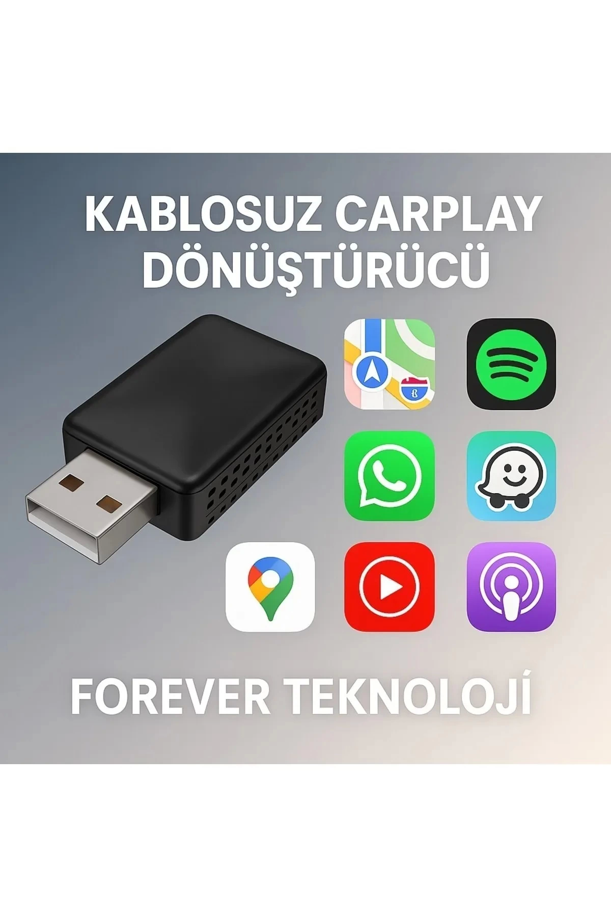 Kablosuz CarPlay & Android Auto Adaptörü - Apple ve Android Cihazlar İçin Evrensel Wireless Carplay Çevirici ( Bayi Depom )