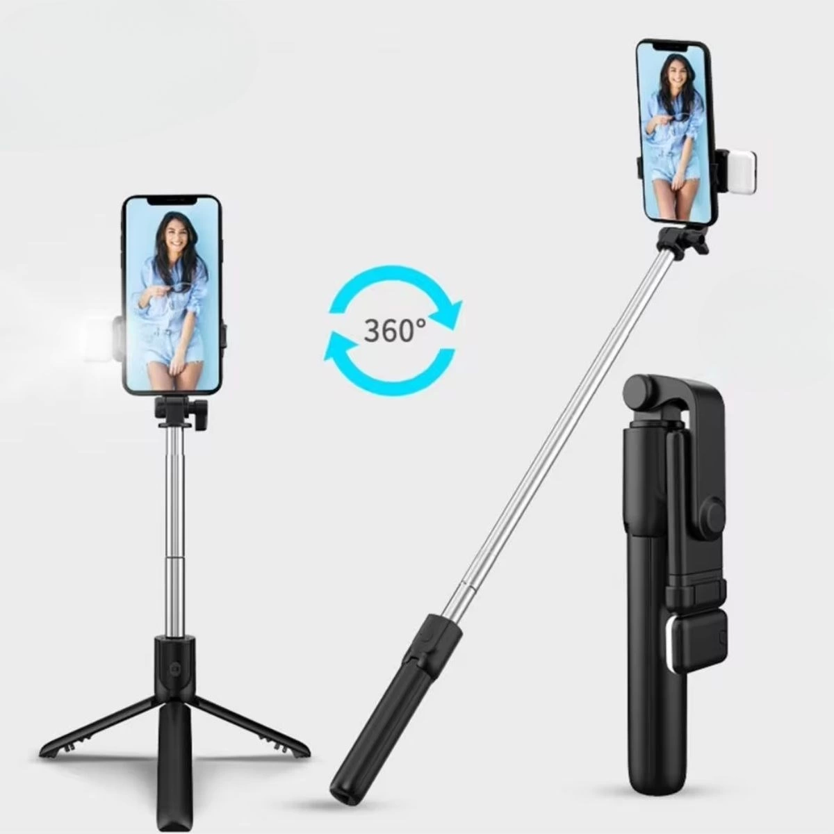 Kendiliğinden Led Işıklı Kumandalı Uzayabilen Selfie Çubuğu,masa Üstü Tripod ( Bayi Depom )