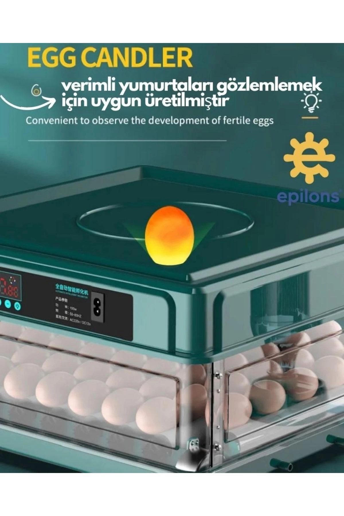 Profesyonel 130 Yumurtalık Tam Otomatik Kuluçka Makinesi Yedek Motorlu Tavuk Kaz Ördek Bıldırcın Güvercin Süs Kuşu İçin Tasarlanmış ( Bayi Depom )
