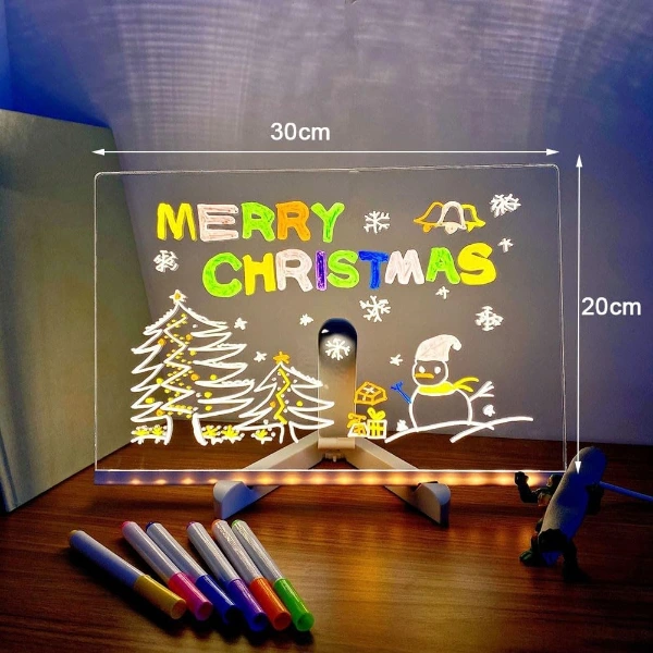 LED Aydınlatmalı Yazı ve Çizim Tahtası - Büyük Boy 30x20 cm ( Bayi Depom )