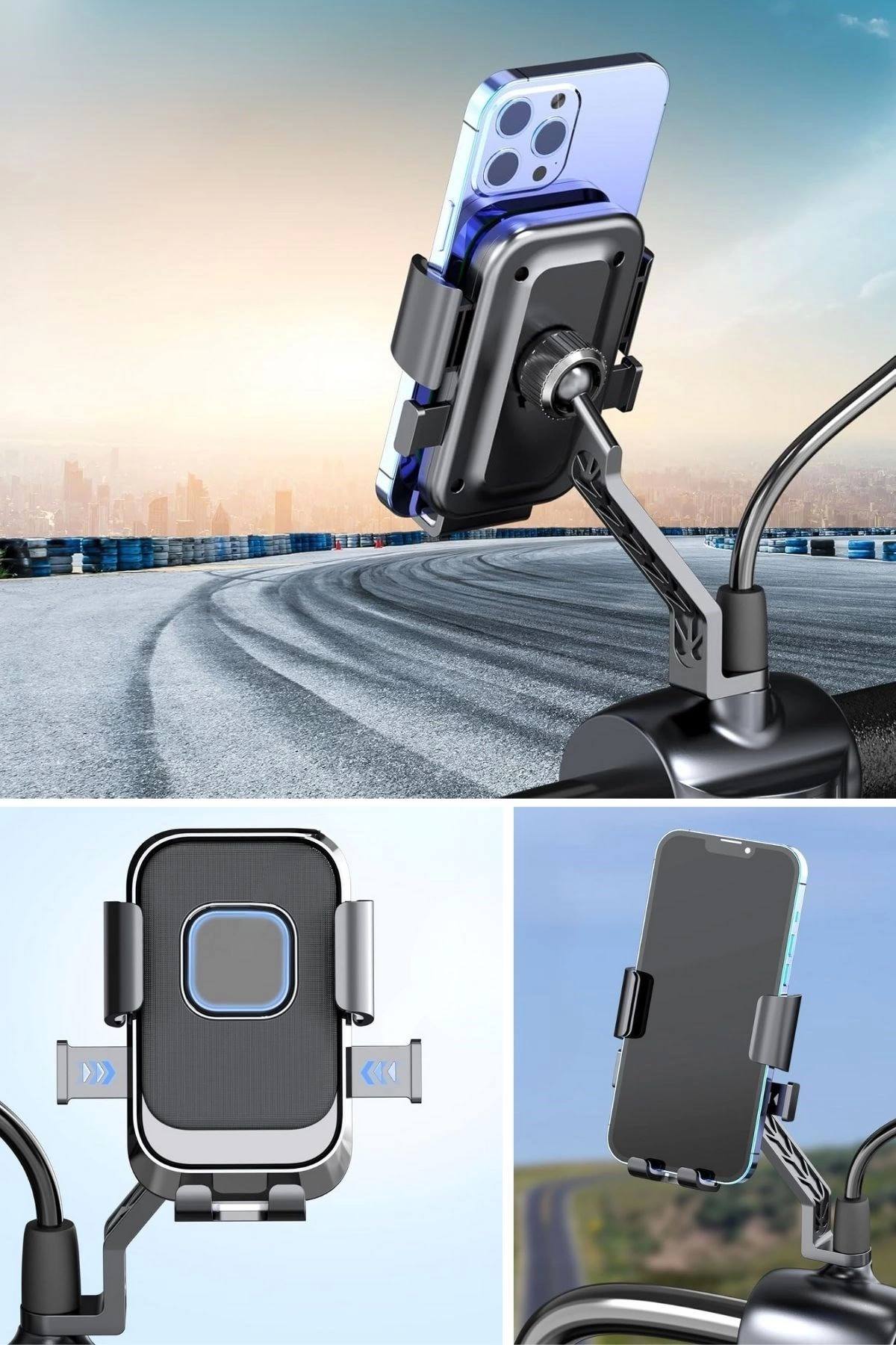Motor,motosiklet,bisiklet ,scooter İçin 360 Derece Dönebilen Dikiz Aynası Versiyonu Telefon Tutucu Aparat ( Bayi Depom )