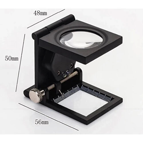 Nikula-28x28 Mm Katlanır Sayaçlı Metal Lüp, 2 LED Işıklı Büyüteç Tekstil Th9005A ( Bayi Depom )