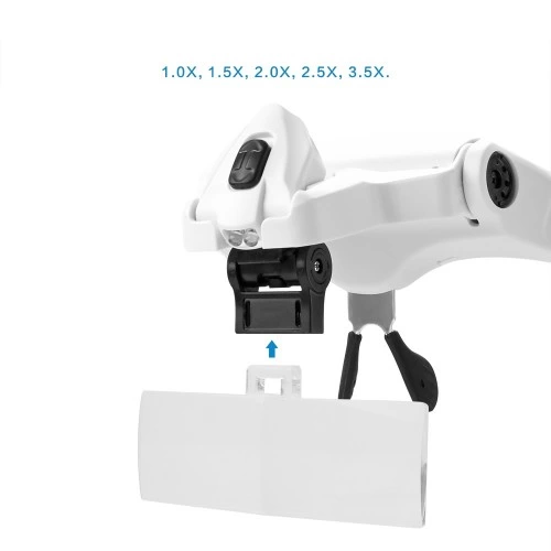Nikula-5 Lens 1.0x-3.5x, 2led Işıklı  Ile Ayarlanabilir Gözlük Büyüteç9892B2 ( Bayi Depom )
