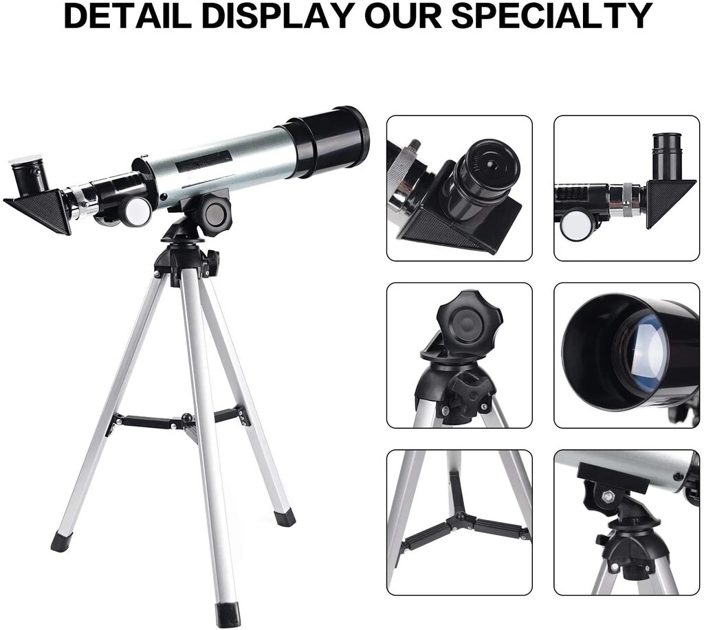 50x360 Mini Teleskop Kara Uzay Teleskobu Aliminyum Gövde Tripodlu ( Bayi Depom )