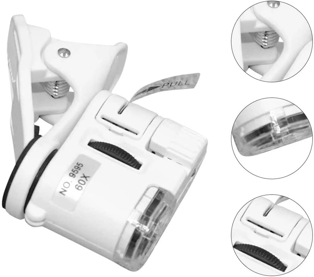 Nikula- 60X Mini Cep Telefonu Için Mandallı Mikroskop Uv Ledli Büyüteç Model AL2431 ( Bayi Depom )