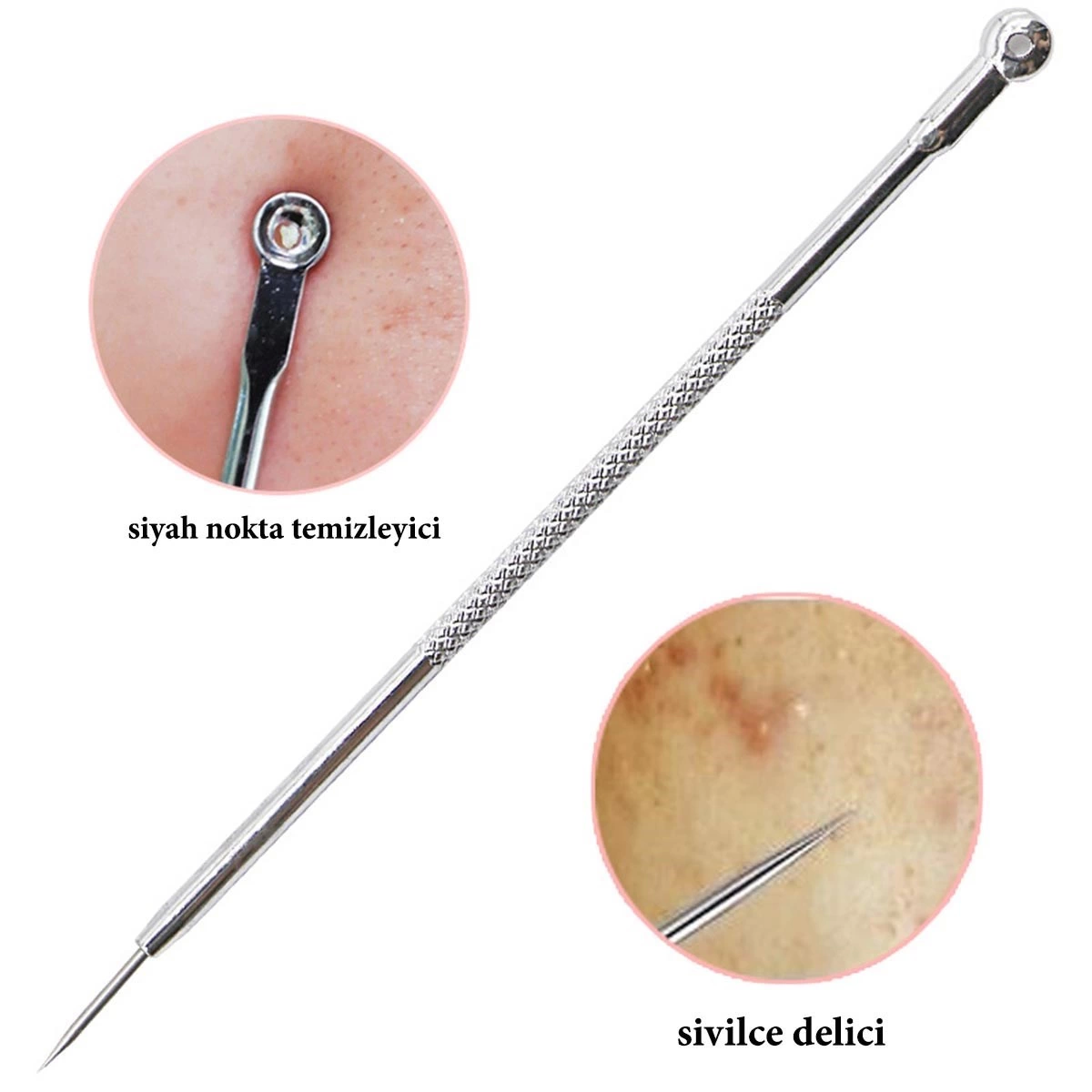Paslanmaz Çelik Siyah Nokta Sivilce ve Akne Temizleyici Set 3'lü Kit ( Bayi Depom )
