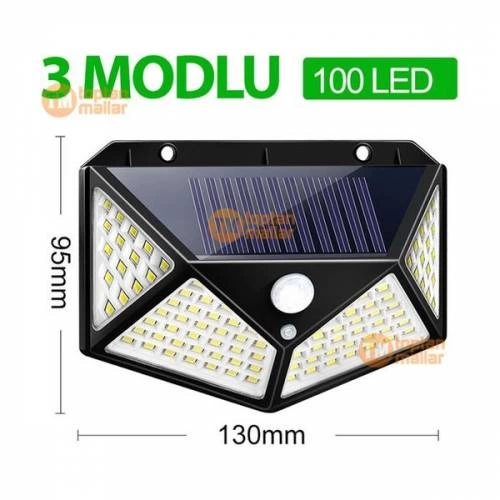 Projektör 100 Ledli Işık Sensörlü Güneş Enerjili Solar Lamba ( Bayi Depom ) Projektör 100 Ledli Işık Sensörlü Güneş Enerjili Solar Lamba ( Bayi Depom )