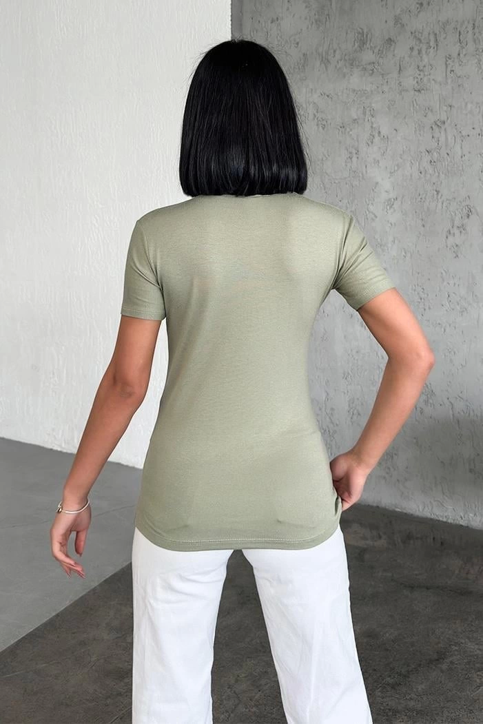 Rahat Ve Şık Kısa Kollu Bisiklet Yaka Likralı Viskon Penye Body Haki ( Bayi Depom ) Rahat Ve Şık Kısa Kollu Bisiklet Yaka Likralı Viskon Penye Body Haki ( Bayi Depom )