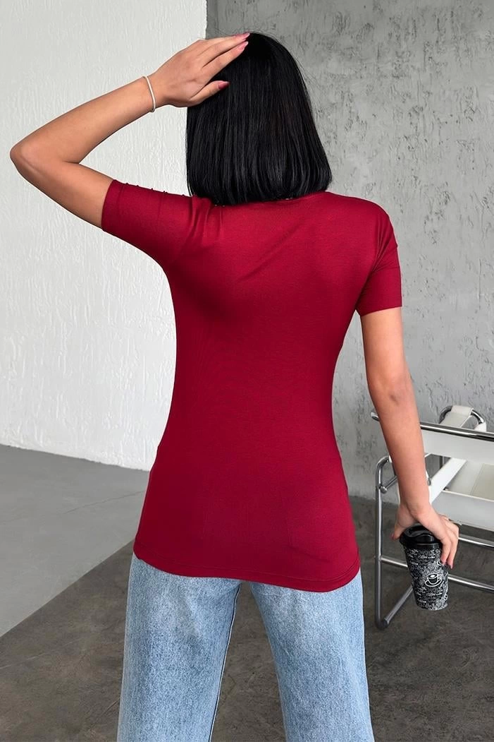 Rahat Ve Şık Kısa Kollu Bisiklet Yaka Likralı Viskon Penye Body Bordo ( Bayi Depom ) Rahat Ve Şık Kısa Kollu Bisiklet Yaka Likralı Viskon Penye Body Bordo ( Bayi Depom )