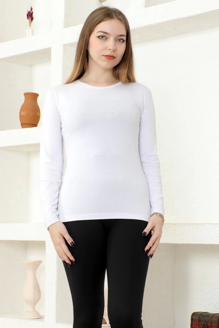 Rahat Ve Şık Uzun Kollu Bisiklet Yaka Likralı Viskon Penye Body Beyaz ( Bayi Depom ) Rahat Ve Şık Uzun Kollu Bisiklet Yaka Likralı Viskon Penye Body Beyaz ( Bayi Depom )