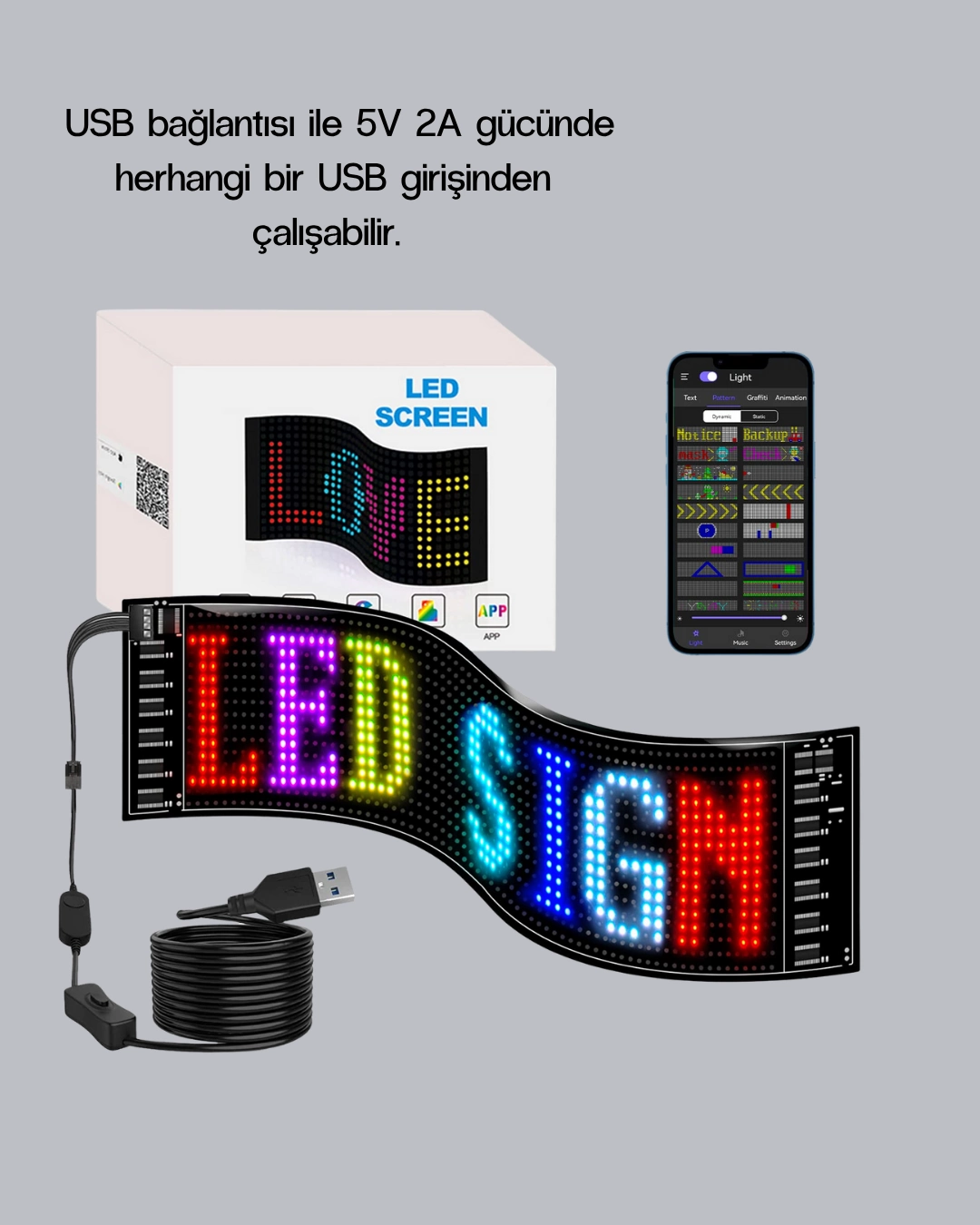 RGB LED Panel – Mobil Uyumlu, Yazı ve GIF Destekli, USB Bağlantılı Dekoratif Ekran ( Bayi Depom ) RGB LED Panel – Mobil Uyumlu, Yazı ve GIF Destekli, USB Bağlantılı Dekoratif Ekran ( Bayi Depom )