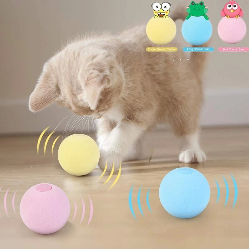 Sesli ve Akıllı Kedi Oyuncak Topu - 50 mm, Hayvan Sesli, Eğlenceli Kedi Oyuncağı ( Bayi Depom )