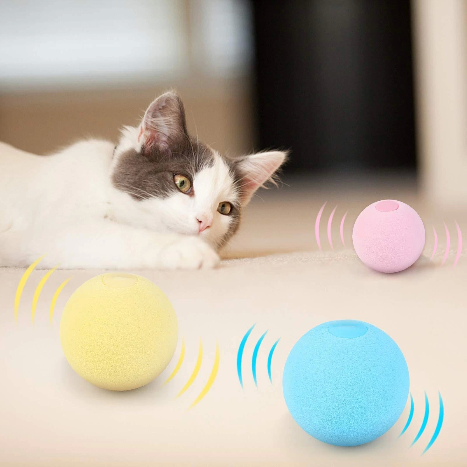 Sesli ve Akıllı Kedi Oyuncak Topu - 50 mm, Hayvan Sesli, Eğlenceli Kedi Oyuncağı ( Bayi Depom )