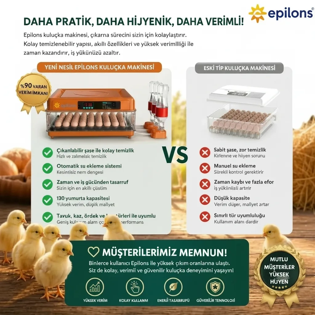 Tam Otomatik Kuluçka Makinesi 130 Yumurta Kapasiteli | Akıllı Isı ve Nem Kontrolü | Otomatik Yumurta Çevirme | Otomatik Su Sistemi | Ayarlanabilir Viyol ( Bayi Depom ) Tam Otomatik Kuluçka Makinesi 130 Yumurta Kapasiteli | Akıllı Isı ve Nem Kontrolü | Otomatik Yumurta Çevirme | Otomatik Su Sistemi | Ayarlanabilir Viyol ( Bayi Depom )