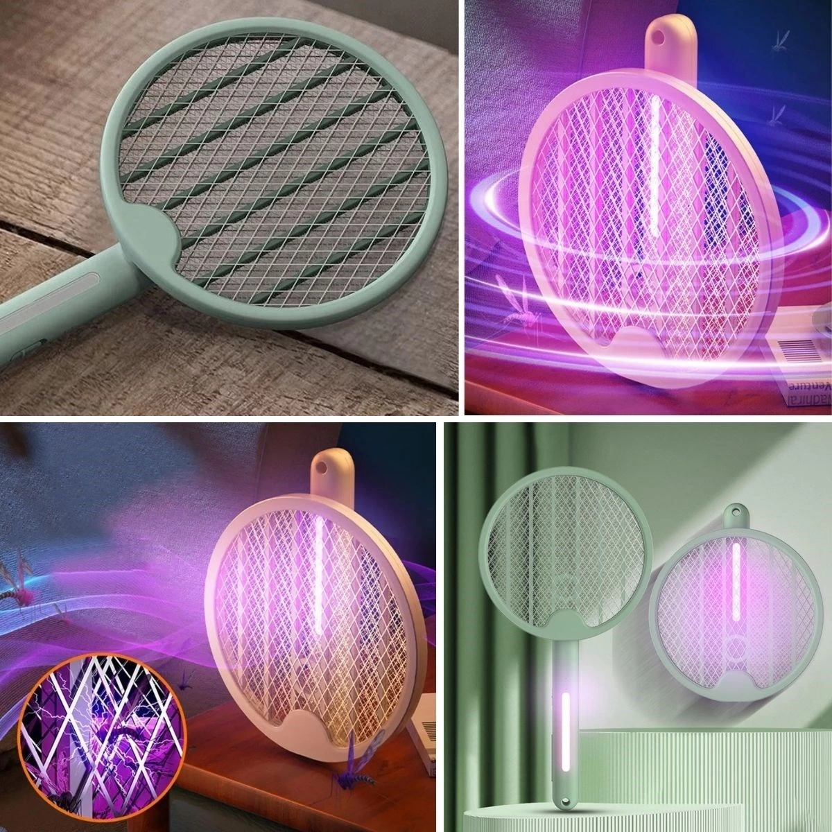 Tenis Raketi Tipi Masaüstü Olabilen Gece Lambalı Sinek Kovucu,öldürücü Raket ( Bayi Depom )