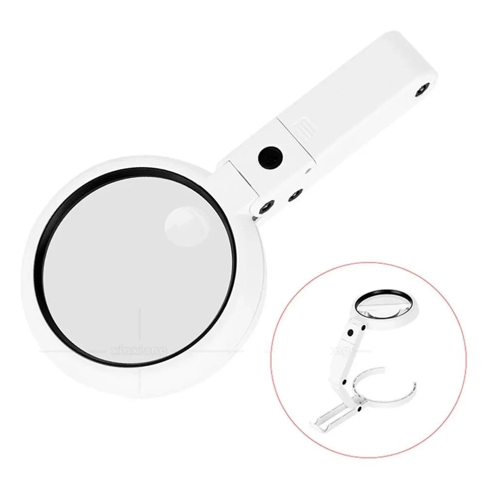 USB şarj edilebilir katlanabilir 3.5-10x büyüteç 8 LEDli masa ve eliçin  taşınabilir büyüteç FS90RC ( Bayi Depom )