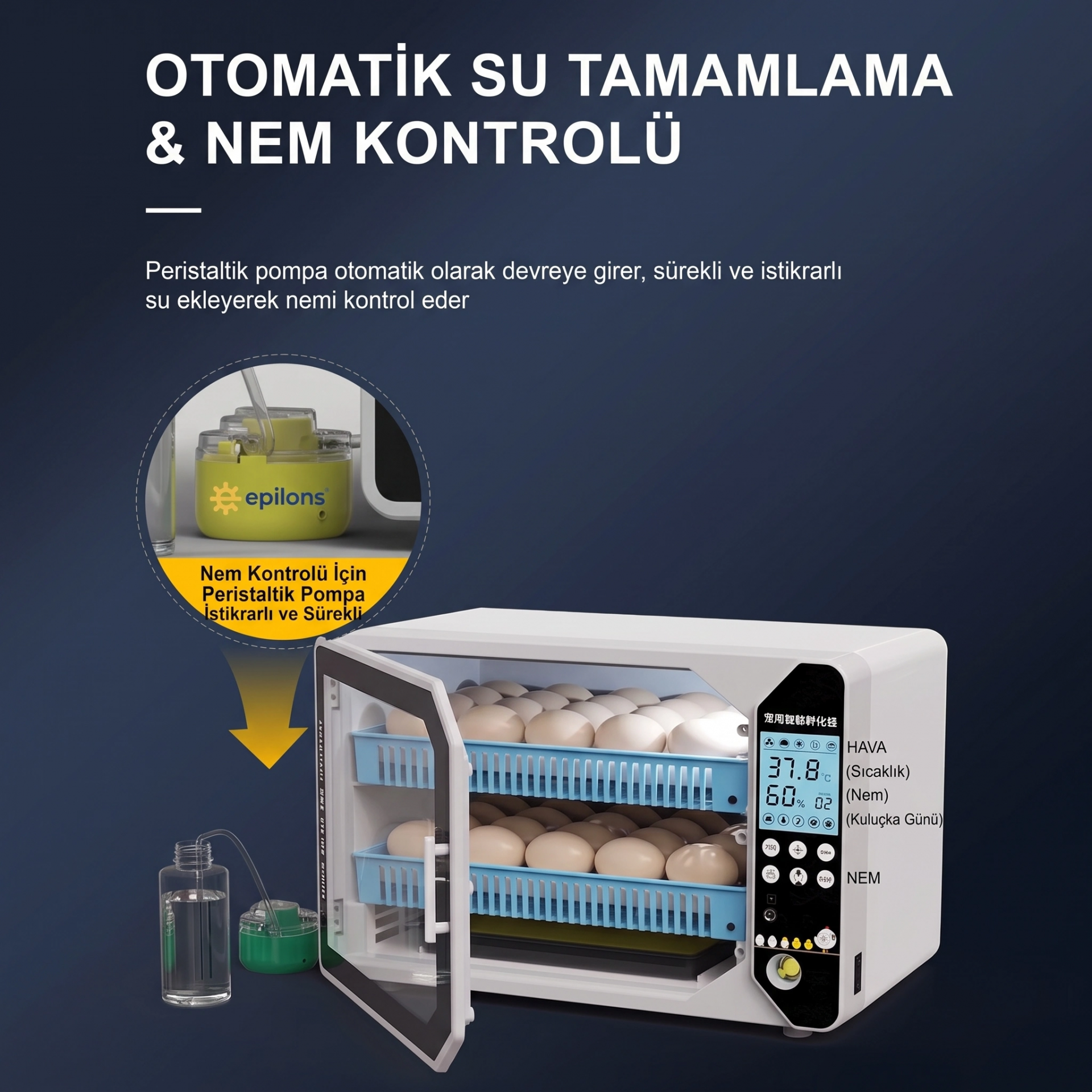 WM-70 Tam Otomatik Akıllı Kuluçka Makinesi + Hediye Yedek Motor ve Suluk Paketi ( Bayi Depom ) WM-70 Tam Otomatik Akıllı Kuluçka Makinesi + Hediye Yedek Motor ve Suluk Paketi ( Bayi Depom )