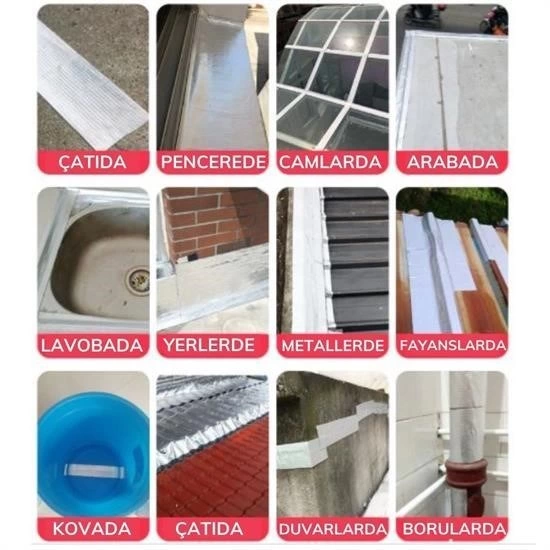 Yüksek Sıcaklık Dayanan Su Geçirmez Çatı Boru Duvar Çatlak Yapışkan Bant Folyo 5 Mt X 10 Cm ( Bayi Depom )