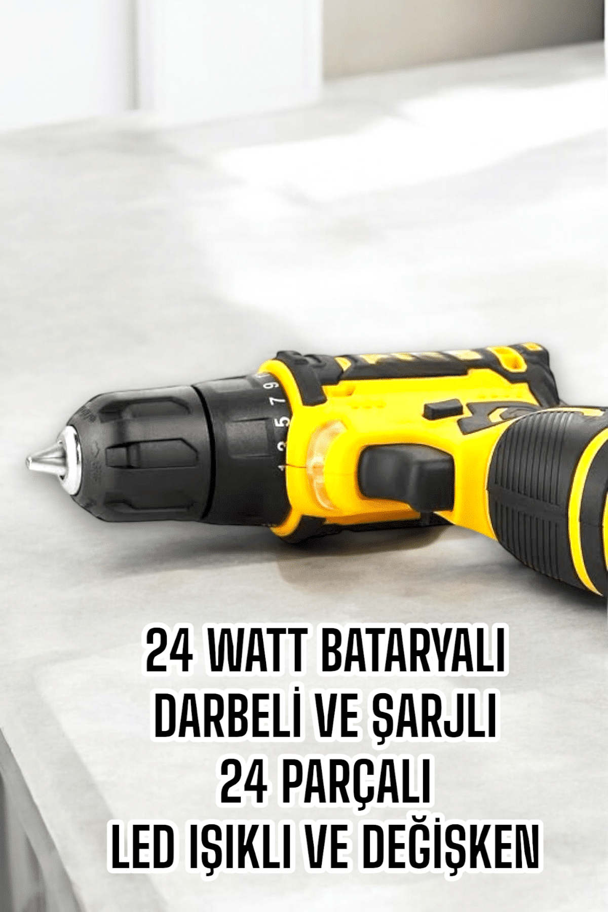 Çift Bataryalı Metal Dişli Darbeli Şarjlı Matkap Seti 24W Güç ve 24 Parça Aksesuar - Bayi Depom