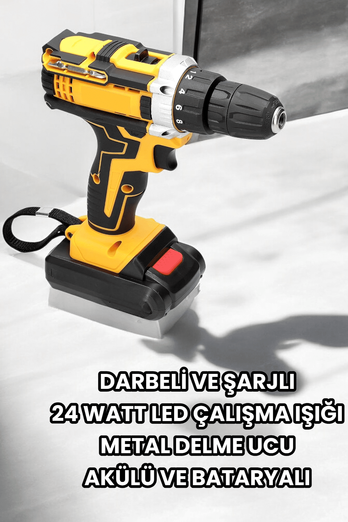 Metal Dişli 24W Akülü Matkap -Çift Bataryalı ve LED Çalışma Işığı ile Tam Set - Bayi Depom