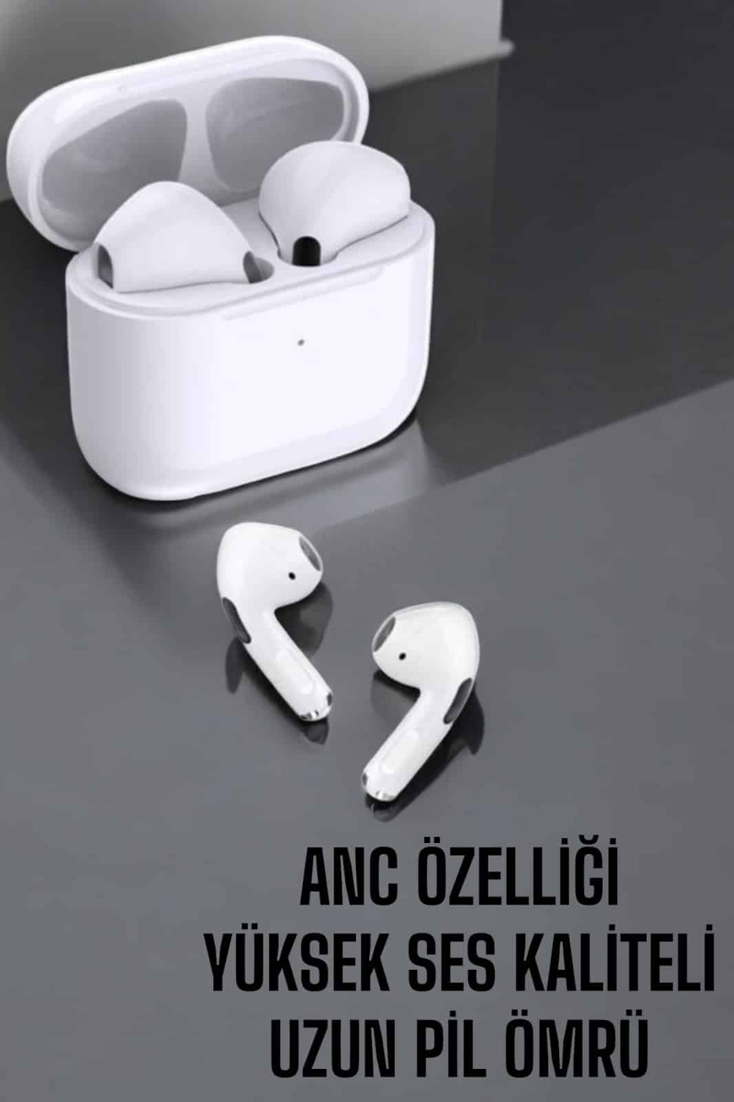 Beyaz Yeni Nesil Pro Bluetooth Kulaklık Yüksek Ses Kaliteli ANC Özelliği - Bayi Depom