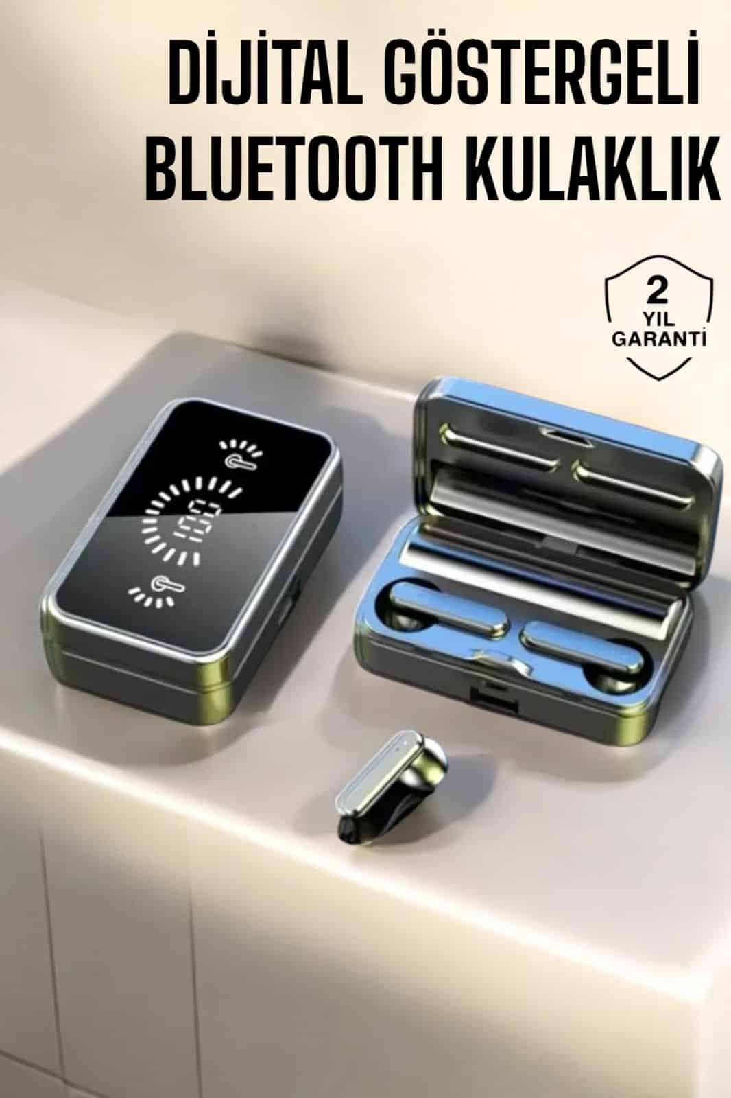 Aynalı Bluetooth Kulaklık Telefon Standlı Dijital Göstergeli - Bayi Depom
