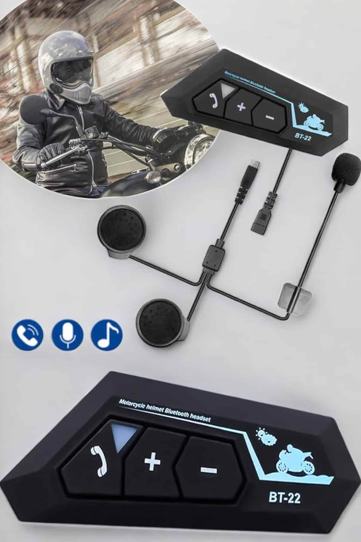 Kask Kulaklık Bluetooth Motosiklet Kulaklık Intercom Su Geçirmez - Bayi Depom