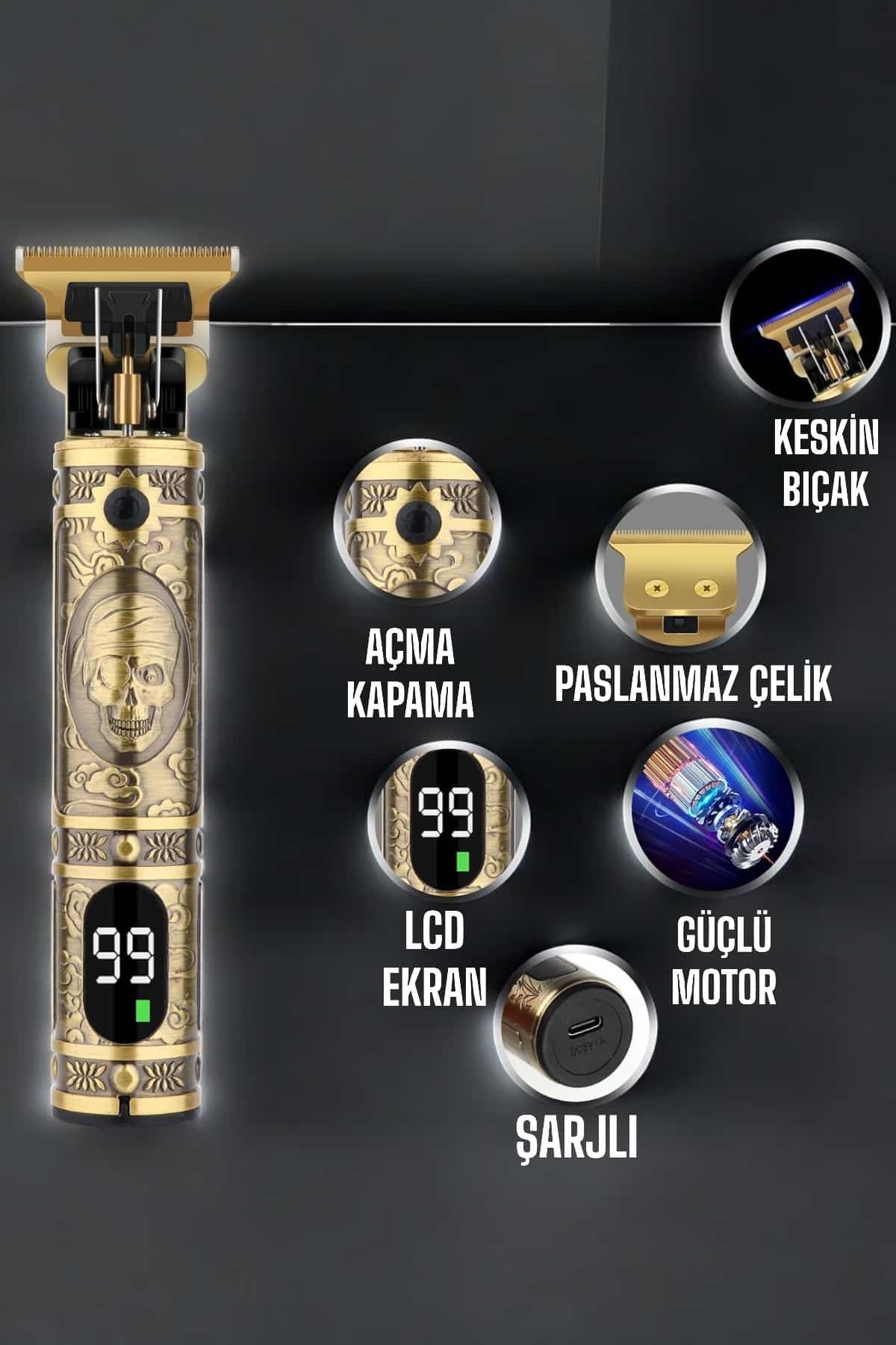 Tıraş Makinesi Çizik Tıraş Paslanmaz Çelik Uzun Ömürlü Şarjlı - Bayi Depom