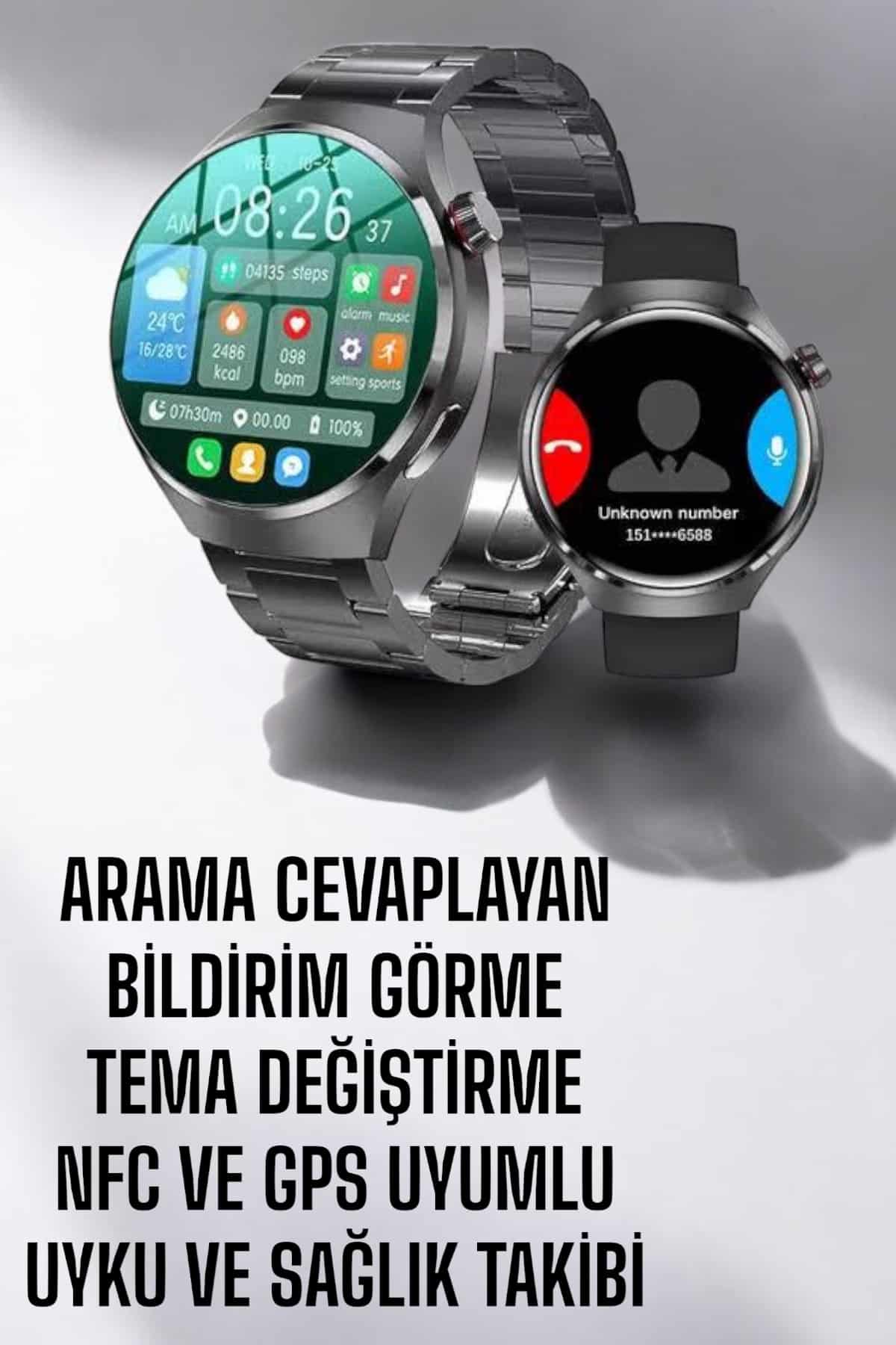 Akıllı Saat Metal Kordonlu GPS ve NFC Uyumlu Arama Cevaplayan - Bayi Depom Akıllı Saat Metal Kordonlu GPS ve NFC Uyumlu Arama Cevaplayan - Bayi Depom