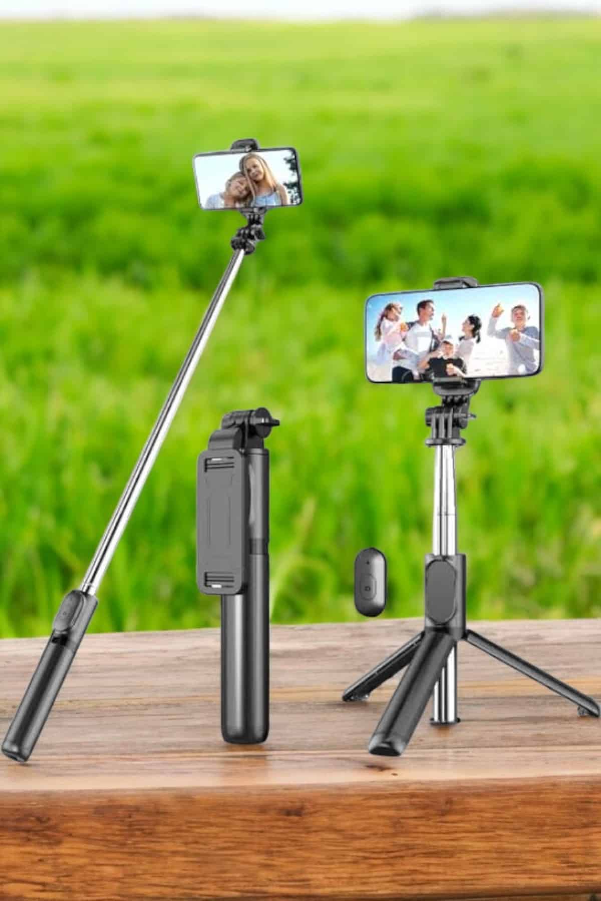 Tripod Kablosuz Bluetooth Bağlantılı Selfie Çubuğu 360 Derece Dönebilen - Bayi Depom
