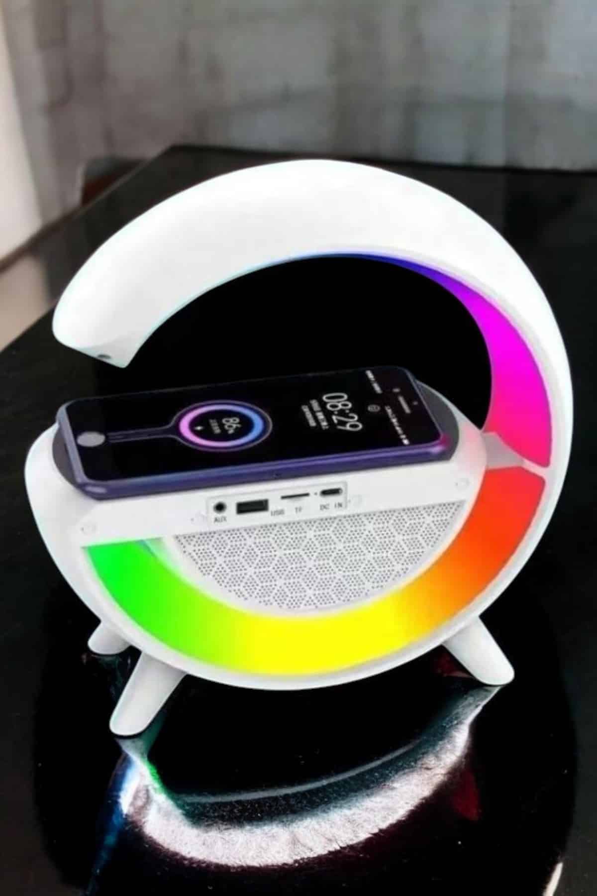 Bluetooth Hoparlör Dijital Göstergeli Wireless Şarj RGB Işıklı - Bayi Depom