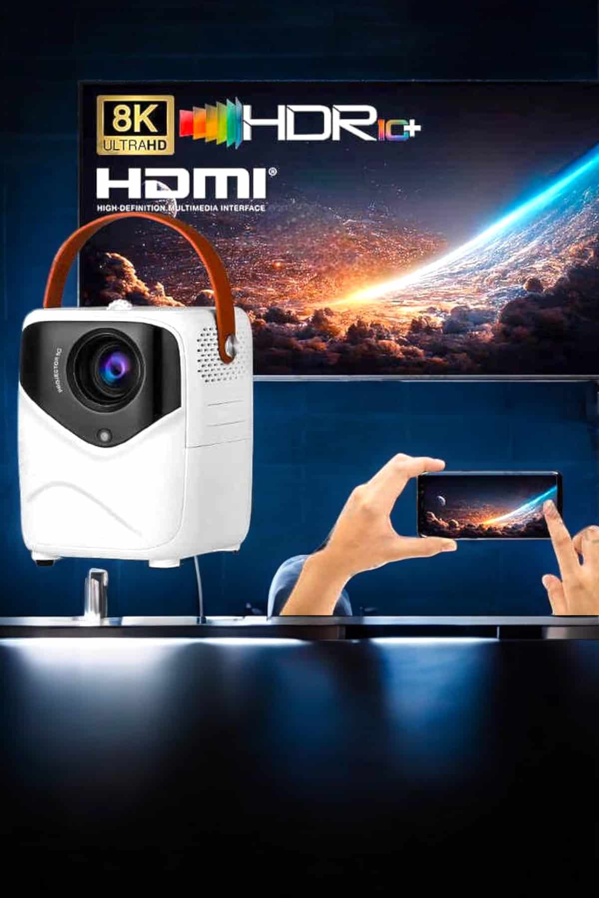 Taşınabilir Android Projeksiyon Wifi Destekli 4K Multimedia Tabanlı Ev Ve Ofis Tipi - Bayi Depom