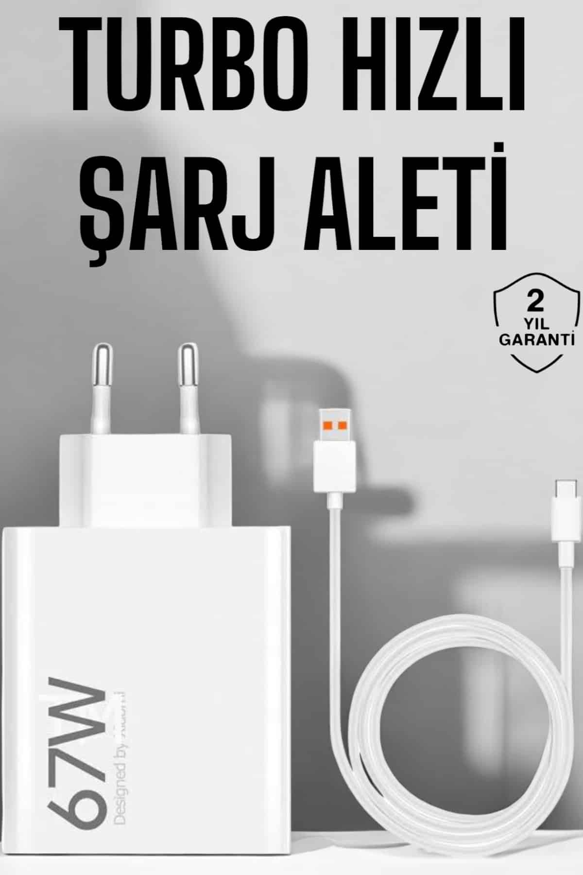 Şarj Aleti 67W Hızlı Şarj Turbo Type-C Uyumlu Şarj Adaptörü Kablosu - Bayi Depom