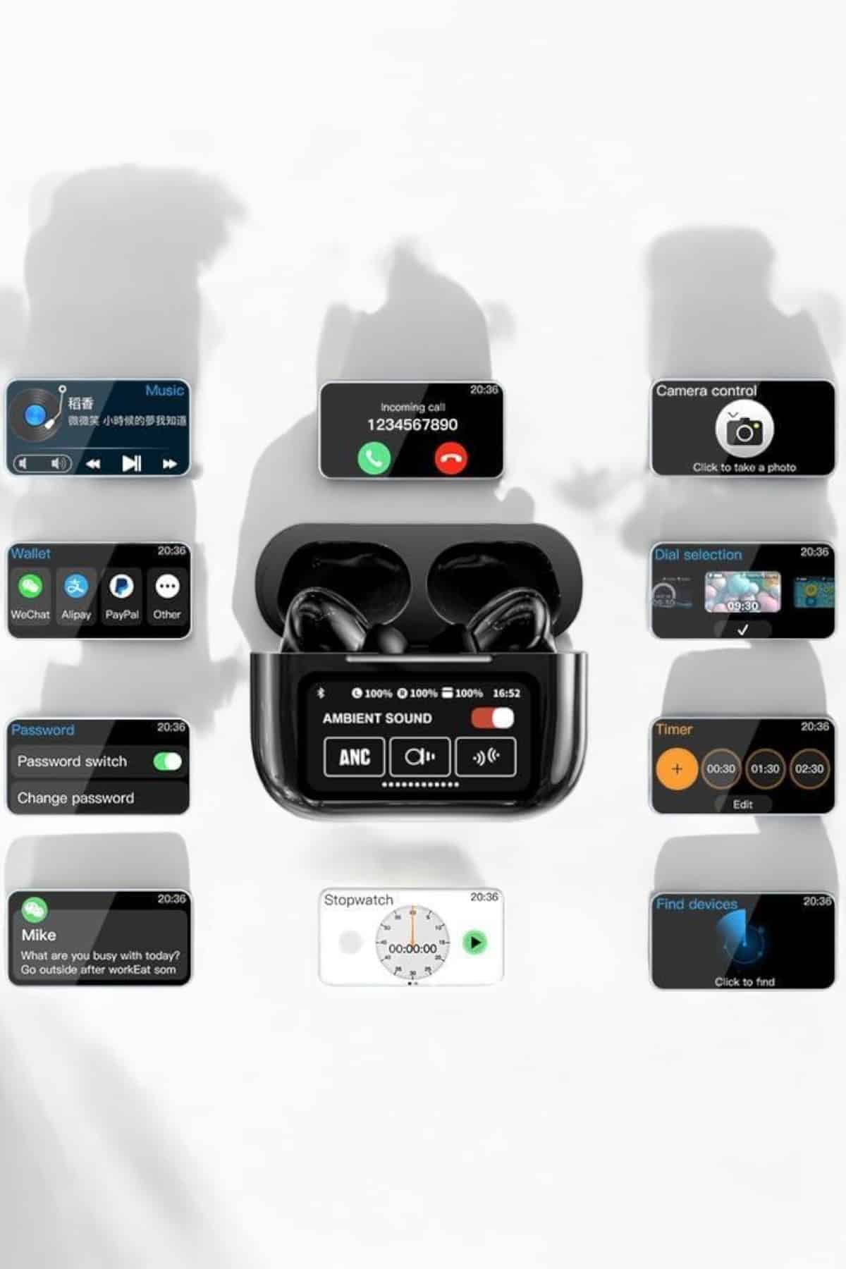 Bluetooth Kulaklık Kablosuz Ekranlı ANC/ENC Destekli Dokunmatik - Bayi Depom