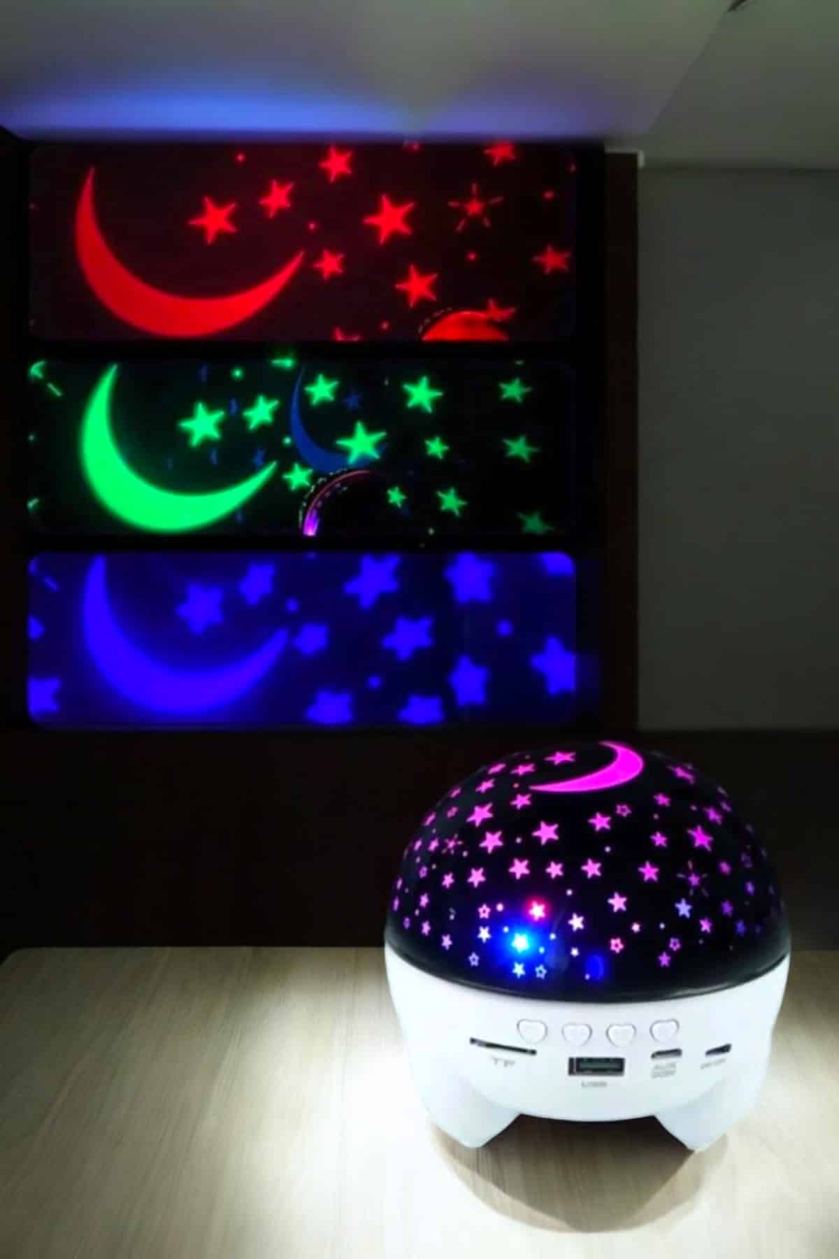 Gökyüzü Temalı Bluetooth Ve Hoparlörlü Şarjlı Çocuk Gece Lambası - Bayi Depom