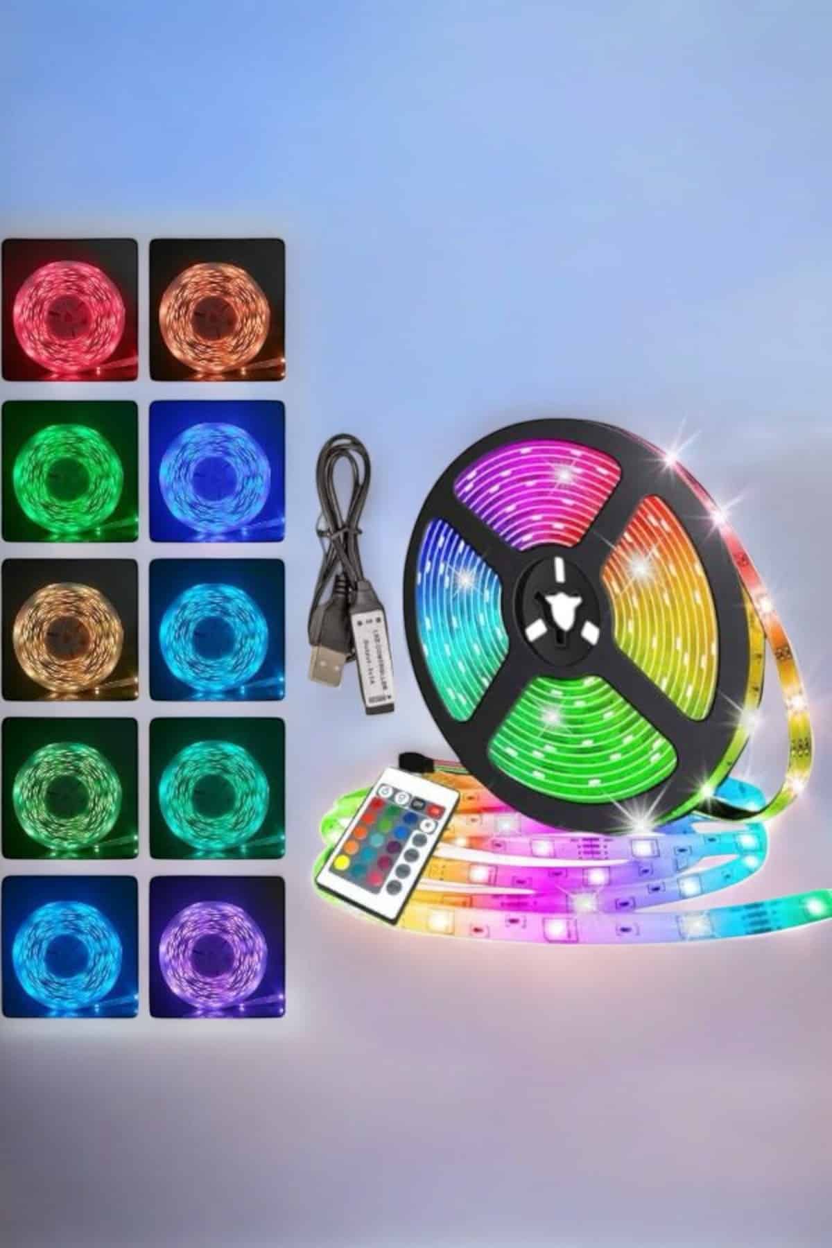 Yeni Nesil RGB Işıklı 10Metre Şerit LED Kumandalı Kullanım - Bayi Depom