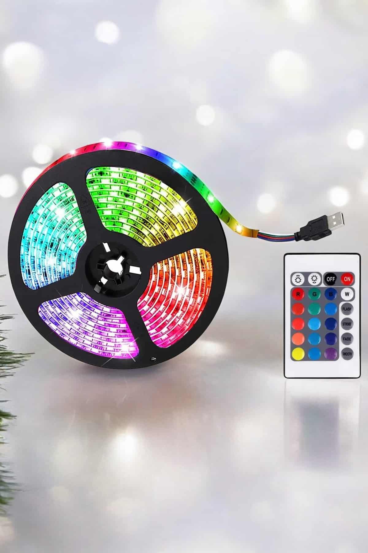 Yeni Nesil RGB Işıklı 10Metre Şerit LED Kumandalı Kullanım - Bayi Depom