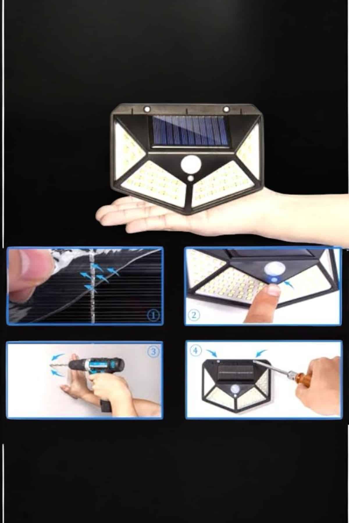 Güneş Enerjili Bahçe Aydınlatma Lambası Solar 100 Led Lamba - Bayi Depom Güneş Enerjili Bahçe Aydınlatma Lambası Solar 100 Led Lamba - Bayi Depom