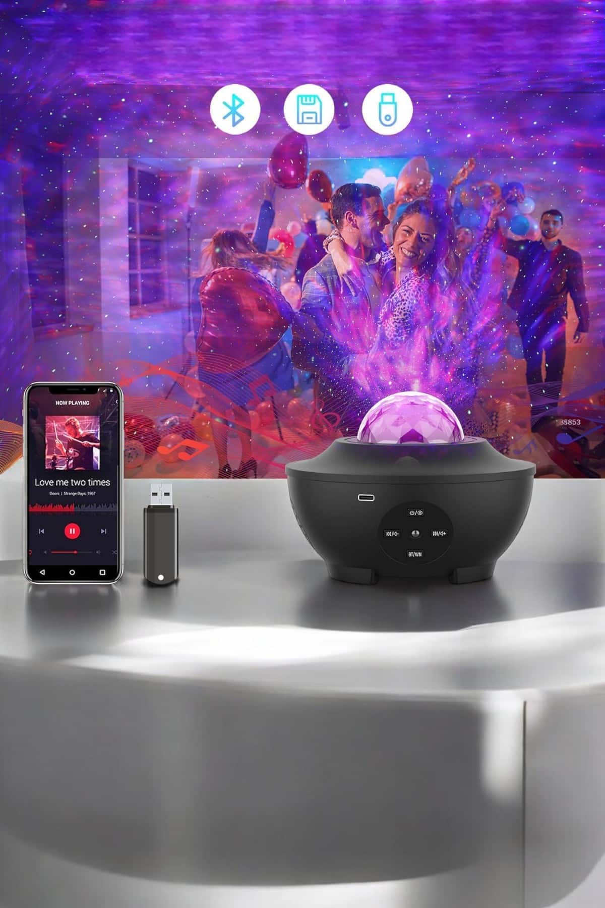 Galaxy Efektli LED Gece Lambası Projektörü Bluetooth Bağlantılı - Bayi Depom