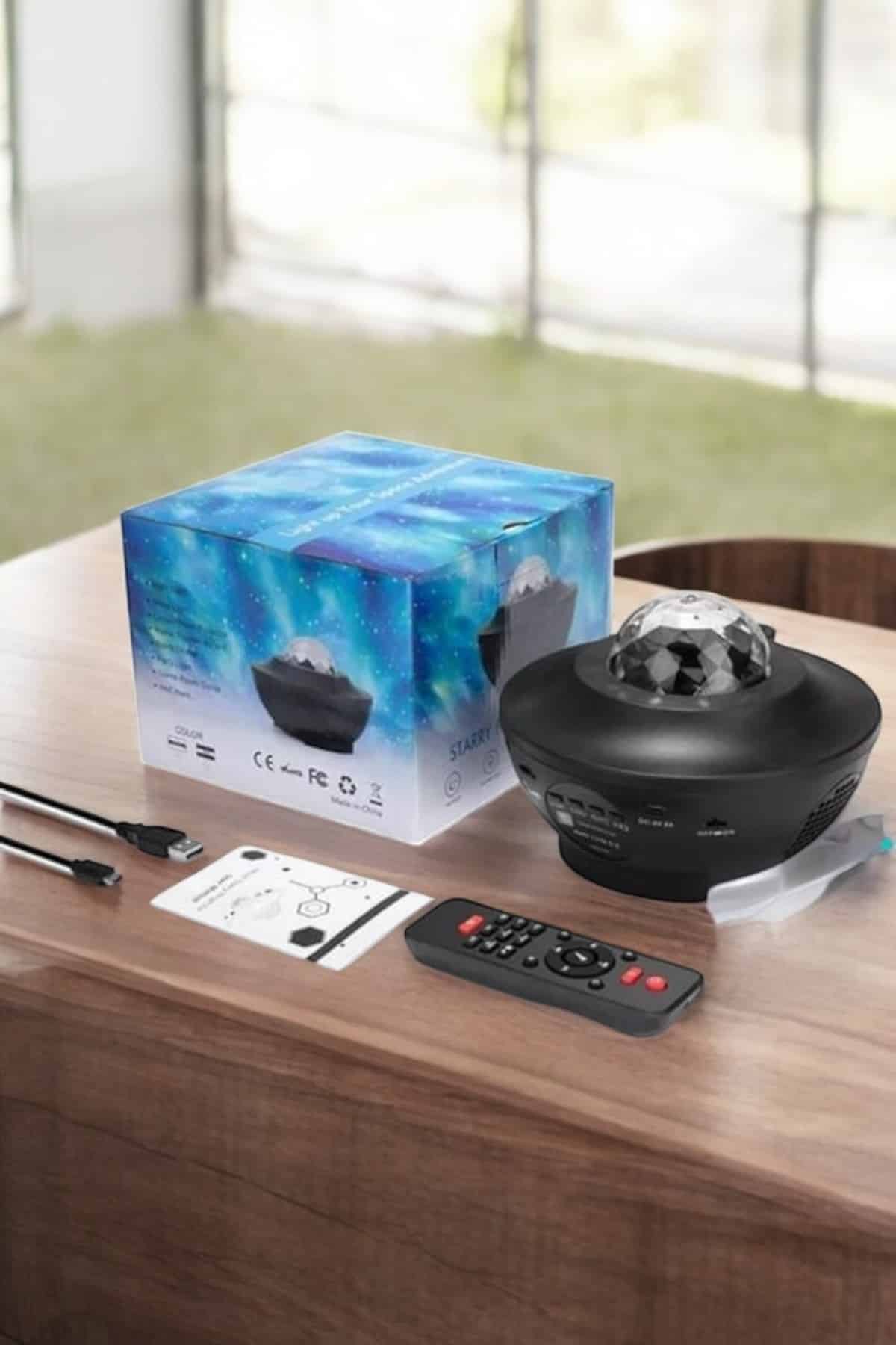 Projektör Yıldız Gece Lambası Disko Topu Bluetooth Bağlantılı Taşınabilir Şarjlı - Bayi Depom