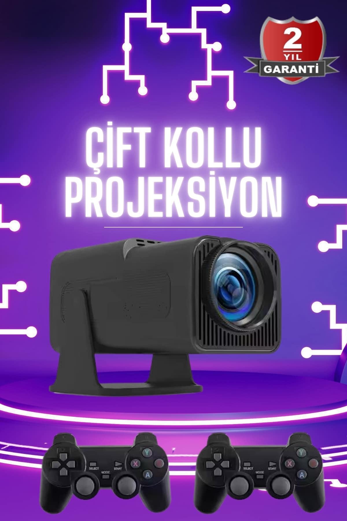 Çift Kollu Projeksiyon Taşınabilir Game Projektör Full Hd 1080P 4k Projeksiyon Gamepad - Bayi Depom