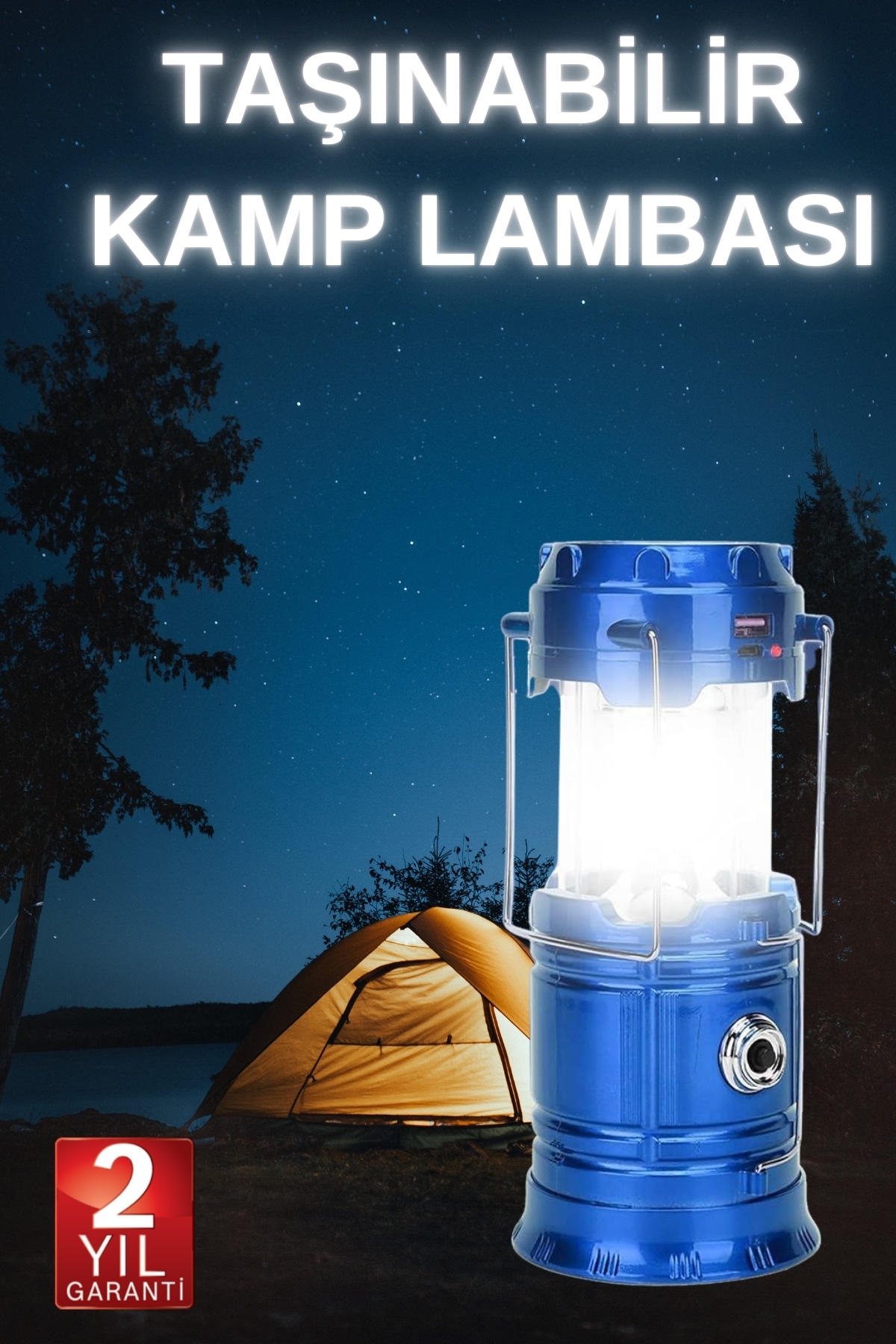 Büyük Boy Güneş Enerjili Kamp Feneri Işıldak Lamba USB Şarjlı - Bayi Depom